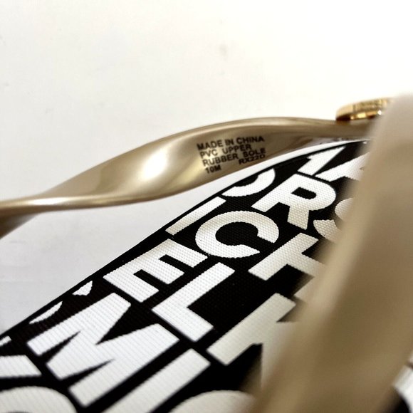 NWOB MICHAEL KORS Graphic Flip-Flop Wedge Sandals Slide On Thong Signature B&W - Picture 7 of 8